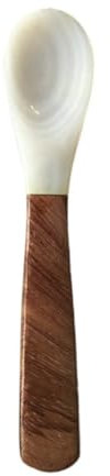 Caviar Spoons Wooden Handle Shell Spoon Caviar Spoons Coffee Spoon Dessert Scoop Jam Applying Spoon Ice Cream Spoon for Egg, Ice Cream, Salt, Restaurant Serving, 4.33in