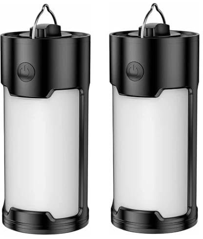 2 faroles LED de camping, linternas de supervivencia portátiles superbrillantes alimentadas por pilas, lámpara de camping impermeable, para cortes de energía, emergencia en el hogar, camping,