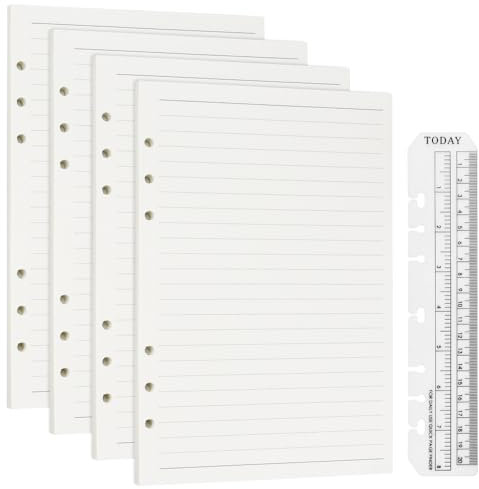 GOLRISEN A5 Refill Papier Nachfüllpapier A5 Füllpapier 6 Loch A5 Ringbuch Nachfüllpapier Liniert Weiß A5 Refill papier Einlageblätter für A5 Terminplaner Notizbuch Planer(180 Blatt/360 Seiten)