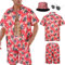 4 Pcs Hawaii Hemd Männer Hawai Kostüm Herren Outfit Sommer Shirt und Shorts Bucket Hat Sonnenbrille Party Beach Strandhemd Kurzarm