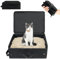 Travel Cat Box Portable with Lid - Foldable Cat Litter Tray for Kittens, Cars, Camping - Durable, Waterproof, Black