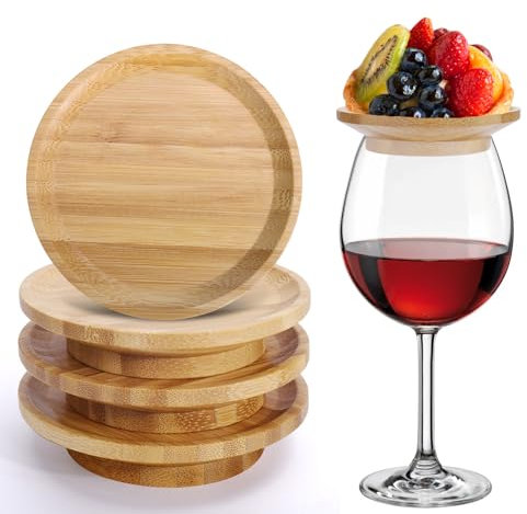 AIERSA Weinglas-Charcuterie-Topper, geeignet für 5,5 cm bis 9,1 cm im Durchmesser, Charcuterie, Weinglas-Topper, Vorspeisenteller, Bambus-Charcuterie-Brett-Topper, Mini-Käsebrett, Weinglas-Topper