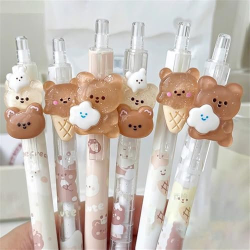 CuBear – Porte-mine automatique de 0,5 mm, porte-mine Kawaii, crayon d'écriture 0,5 mm, stylo mécanique dessin animé (marron, 1 pièce)
