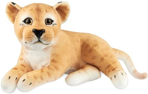 BRUBAKER Löwin Kuscheltier - 30 cm Stofftier Löwe - Baby Plüschtier Raubkatze Liegend - Kinder Plüsch Spielzeug - Braun