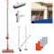 Hooha 3in1 Wand- Und Fußleistenreiniger Mit 85-130cm Langem Griff, Fensterputzer Mit Teleskopstiel,Bodenwischer Mit 4 Wiederverwendbar Pads, Für Fenster/Boden/Dachfenster/Decke(Konvexe Platte)