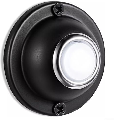 Feegow Botón redondo de metal para timbre, botón pulsador de timbre, luz LED, estilo atemporal, adecuado como repuesto