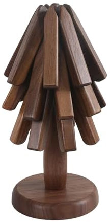 Topfuntersetzer Aus Holz, 3 Etage Baum Design Untersetzer Holzuntersetzer Walnuss Dämmmatte Baumform Untersetzer Topf Faltbare Holz Tischsets Pads für Warme Gerichte Heiße Töpfe Teekanne Pfannen