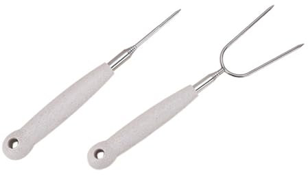 POPETPOP Set Di Forchette Per Barbecue Allaperto 2 Pezzi Forchette Per Barbecue in Acciaio Inossidabile Forchette Flessibili Per Grigliare Per Salsicce Smores Hot Dog