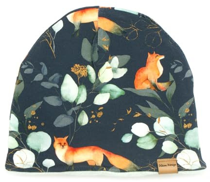 Kleine Könige Mütze Mädchen Herbst Winter Kindermütze · Modell Fuchs Eukalyptus Foxlove grau · Fleece Mint · Größe 86/92 (KU 45-47)
