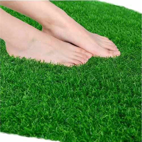 Yoeoefuo Rasenteppich Kunstrasen Teppich Höhe 20mm Und 30mm Künstlicher Rasen Länge 100cm - 1000cm Witterungsbeständiger Mit Drainage Green Grass Indoor Outdoor Kunststoffrasen(Höhe: 20mm,100x100cm)
