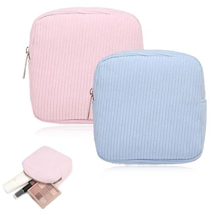 2 Stück Tampon Aufbewahrung,Kosmetiktasche,Schminktasche,Mini Binden Unterwegs Tampons Perioden Tasche Storage Bag,Periodentasche,Periodenprodukte,Damenbinden für Tragbar Damen MäDchen,Cordmaterial
