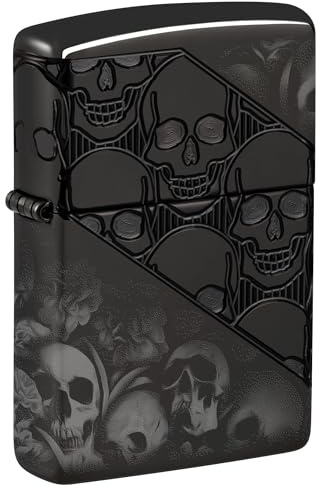 Zippo Windproof Lighter - Skulls, High Polish Black, MultiCut/Photo Image 360° - Refillable - Reusable - Windproof Design - Gift Box - Made in USA