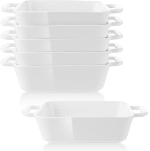 APACALI Lot de 6 petits plats à gratin en céramique pour le four, idéal pour le soufflé, la crème brûlée, les lasagnes, le tiramisu, le pudding, les portions d'enfants