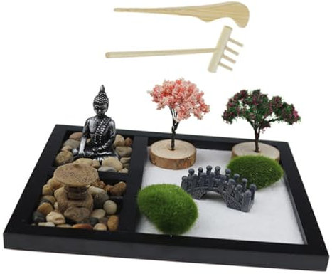 Toyvian Zen Garden Meditation Kit Decorative Desktop Zen Garden Ornaments for Yoga Relaxation