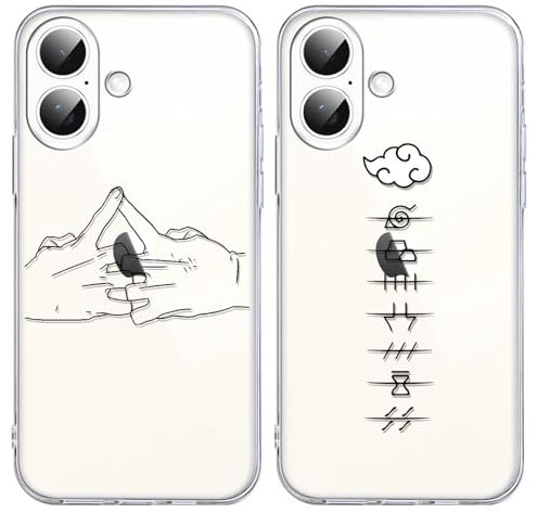 HDIJDY 2 Stück transparent Handyhülle für iPhone 16 Hülle 6.1'', Anime Aesthetic Collection mit Muster Designs Manga Junge Phone Case Schutzhülle Stoßfest TPU Weich Ultra Dünn Cover