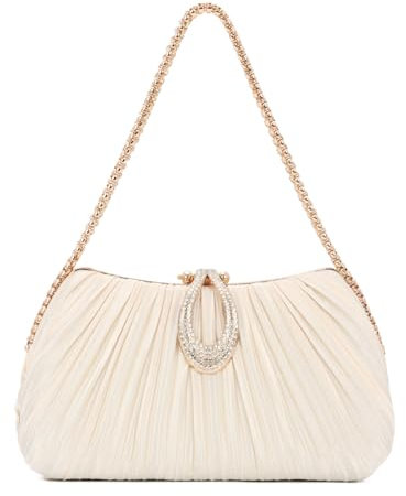 Jywmsc Pochette da Donna Pochette da Sera Borsetta in Raso Plissettata Borsa a Tracolla per Matrimonio Formale