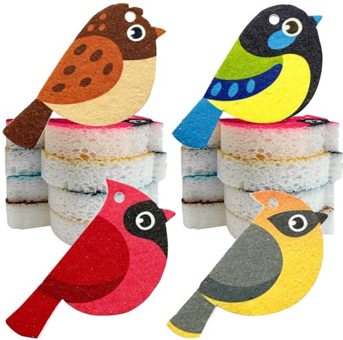 8St Vogelschwamm Geschirrwäscher Biskuitform Schwämme für Geschirr Spülschwamm reinigungsschwamm Kitchen Sponge Geschirrspülschwämme Küche Schwämme zum Geschirrspülen Vlies