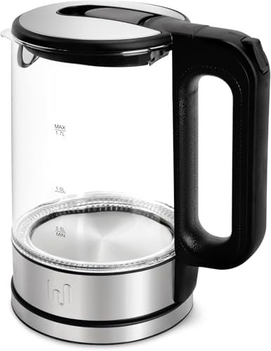 Glas Wasserkocher 1,7 Liter | 2200 W | Blaue LED Beleuchtung | aus Borosilikglas | mit Kalkfilter Wasserkocher | Classic Kettle