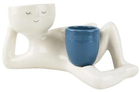 Lazy Guy Pflanzgefäß für Sukkulenten, lustige Blumentöpfe, Lazy Little Character Blumentopf, liegende Figur, Pflanzgefäße, menschlicher geformter Blumentopf, Kunstharz, Sukkulente (blau)