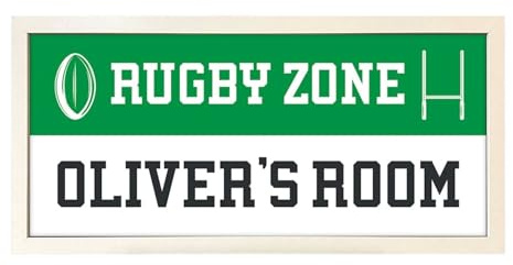 Personalised Wall Art White Framed Print Sports Fan Rugby Zone | Custom Text Large Wide Room Print Sign | Bespoke Sports Decor | Unique Gift For Rugby Player League Union Supporter Enthusiast