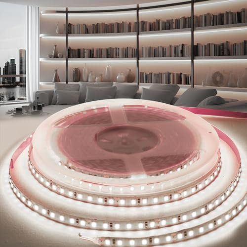 PERVADEO 12V LED Streifen Strip 5M, Selbstklebend LED Strip Weiß 6000K Flexibel LED Band 600LEDs 8mm Breite für Home Dekoration, Küche, Spiegel (ohne Netzteil)