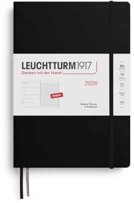 LEUCHTTURM1917 372642 Wochenkalender & Notizbuch Composition (B5) 2026, Schwarz, Englisch