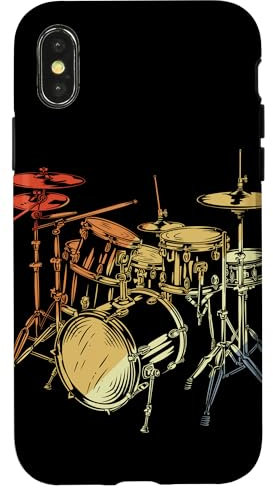 Batteria retrò che disegna la banda musicale Custodia per iPhone X/XS