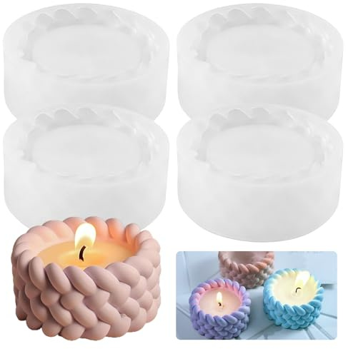 4 Stück Kerzenhalter Form: Beton Blumentopf Silikonform Kerzenhalter, Einzelnes Löchern Silikon Giessform DIY Zement Silikonform Zum Gießen Silikon für Teelichthalter
