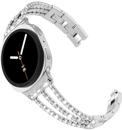 KADES Compatible with Samsung Galaxy Watch 8 Strap 40mm 44mm, Women Bling Metal Link Bracelet Replacement Band for Galaxy Watch 8 Classic Strap 46mm(2025), Silver