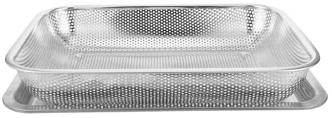 ZUNOXAZ Stainless Steel Frying Basket and Strainer Basket with Tray for Deep Fryer for French Fries and Snacks Oil Drain Rack for Kitchen Use