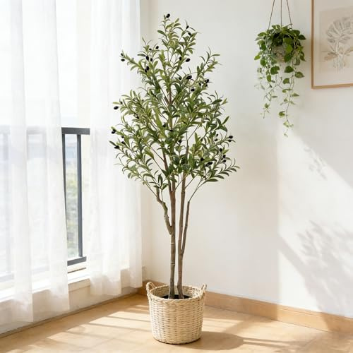 Panana Artificial Plant Set of 1 Olive Tree,180cm Tall Decorative Faux Plants in Pot Indoor Outdoor(180cm Olive Tree, 1 Pack)