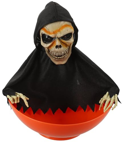 jojofuny Halloween Candy Skull Bowl Light with Sound Pumpkin Shape Candy Dish Serving Bowl for Halloween Scene Layout and Restaurant Party Decoration