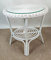 Rattantisch, Rattan Couchtisch, Rattan Beistelltisch inkl. Glasplatte Gr. D 50 cm H 55 cm Fb. Weiß Lackiert