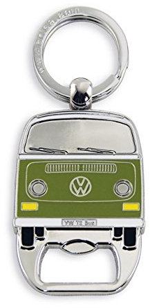 BRISA VW Collection - Volkswagen Schlüssel-Anhänger-Ring Schlüsselbund-Accessoire Keyholder mit Bier-Flaschen-Öffner im T2 Bulli Bus Design (Grün)