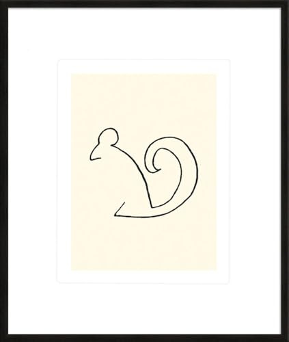 artissimo Bild gerahmt 53x63 cm Pablo Picasso „Eichhörnchen“ AG4116 – hochwertiger Siebdruck auf Büttenpapier, Line-Art Strichzeichnung in Schwarz-Weiß