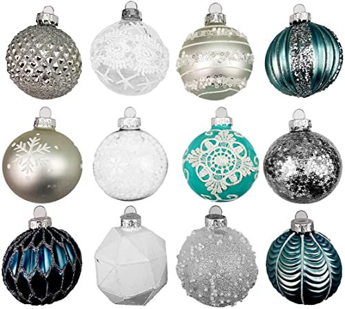 My-goodbuy24 12er Set Luxus Weihnachtskugeln Echtglas Glaskugeln Weihnachten Weihnachtsdeko Christbaumkugeln Set A 6 cm türkis
