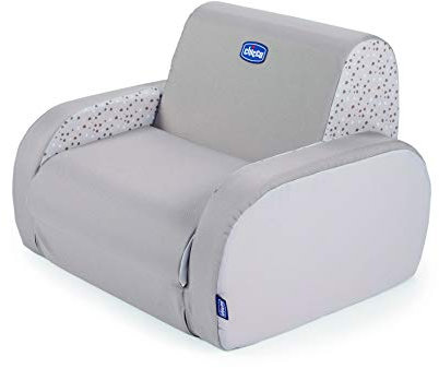 Chicco Twist Poltroncina per Bambini Trasformabile in Chaise Longue e Divanetto, Sedia per Bambini con 3 Configurazioni, Comoda e Leggera, Si Trasforma con 1 Gesto - Per Bambini 12+ Mesi, Grigio