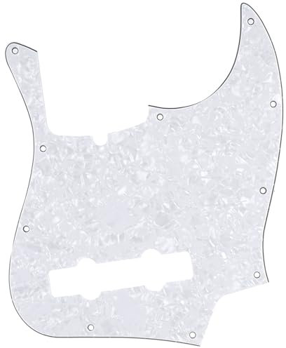 Musiclily Pro 5-Saiter 10 Löcher Contemporary J Bass Pickguard JB-style Schlagbrett für Fender American Jazz Bass,4 lagig White Pearl