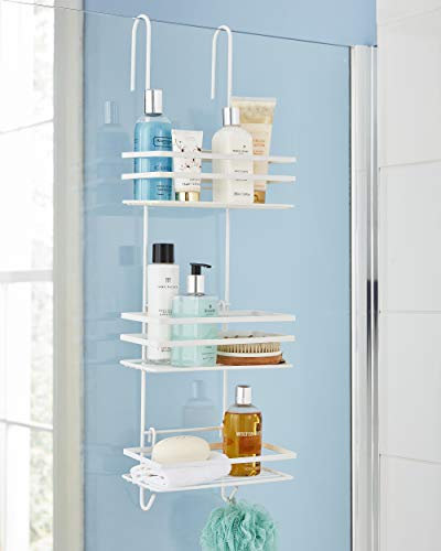 House of Home - Durable Hanging Shower Caddy 3 Tier Over Door Shower Storage Organiser with Easy Installation, White Rust-Proof Nano-Coated Steel, Perfect for Bath and Body Bathroom Accessories