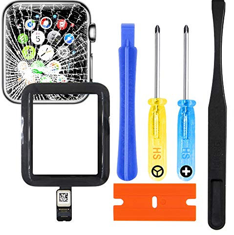 MMOBIEL Lente de Cristal Frontal digitalizador de Repuesto Incluye Conector Compatible con Apple Watch 2/3 42 mm GPS y Antena Celular Flex