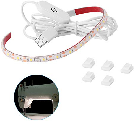 ALLOMN Nähmaschinenleuchte, LED Beleuchtungsset für die Maschine Hell Berühren Dimmer Nähstreifenleuchte, Länge Verstellbar, Stark Klebend, USB Netzteil (6500K)