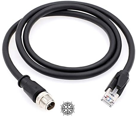 Câble Ethernet HTcable M12 8 pôles X-Code RJ45 Cat6 - Blindé - Haute flexibilité - Étanche - 3 m