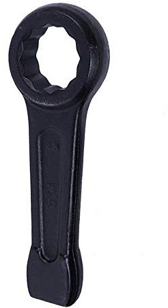 Box End Wrench POWERTOOL 1PCS Slogging Ring Wrench Metric Slogging Flat Single Ring Spanner for Heavy Duty Applications (46mm)