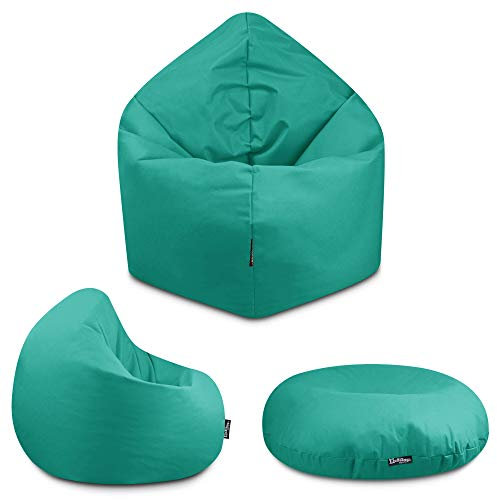 BuBiBag - 2in1 Sitzsack Bodenkissen - Outdoor Sitzsäcke Indoor Beanbag in 32 Farben und 4 Größen - Sitzkissen für Kinder und Erwachsene (Türkis-100 cm)