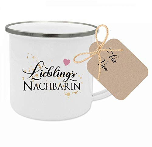 Geschenk Tasse Nachbarin mit Spruch Lieblingsnachbarin I Tasse Geschenk für die Nachbarin I Geschenkidee zum Geburtstag, als Dankeschön, Umzug, Abschied, Weihnachten I mit Geschenkanhänger