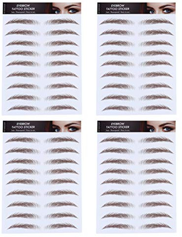 FRCOLOR Augenbrauentransfer Aufkleber 4 Stück 6D Haarähnliche Authentische Augenbrauen Tattoo Aufkleber Wasserdicht Langlebige Augenbrauentransfers (Braun-03)