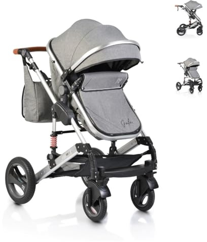 Moni Kinderwagen Gala Tragetasche Sportsitz umbaubar Wickeltasche Sitz umkehrbar dunkelgrau