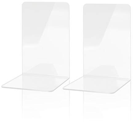 MSDADA Buchstützen, Hochwertiges Acryl Transparent Buchstützen für Kinder Erwachsene zum Arbeitszimmer, Büro, Schule(1 Paar/2 Stücke)