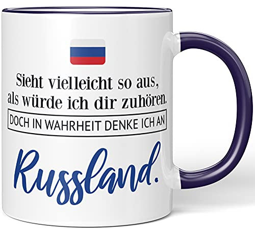 JUNIWORDS Tasse, Sieht vielleicht so aus, als würde ich dir zuhören. Doch in Wahrheit denke ich an Russland (1001338), Wähle Farbe, Lila