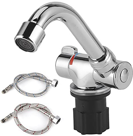 Wohnwagen Wasserhahn, G1 / 2in Gewinde Wasserhahn, 360 Rotation Einstellbare Heiß Kaltwasser Mixer Armatur, Falten 32-33 mm/1,26-1,3 Zoll Öffnungsgröße Montage Gewinde Küchenarmatur für Wohnmobil